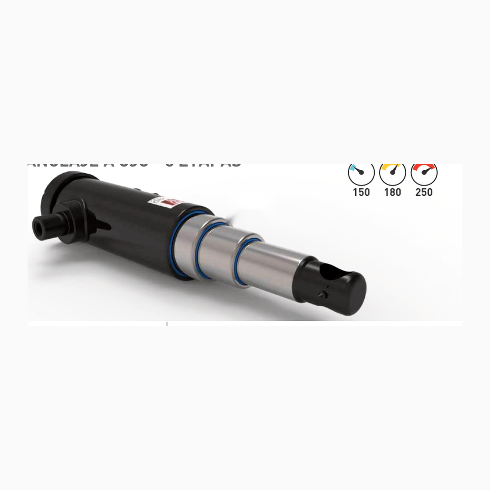 Cilindro hidráulico telescópico – TM – 109 × 700 – 3 etapas – Anclaje a ojo — imagen principal
