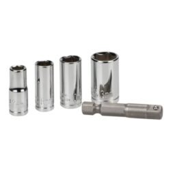 JUEGO DE VASOS CON ADAPTADOR - 5 PIEZAS vástago hexagonal 1/4, de 7, 8, 10, 13mm. Largo del vástago 50mm - Juego de vasos de 5 piezas, cromo - Imagen 1