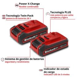 Twinpack Baterías 18V 4Ah Power X-Change Plus Einhell para Herramientas [4511629] – imagen 4