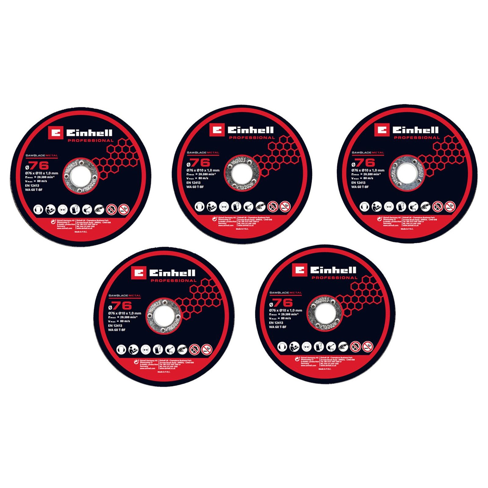 Set de 5 discos de corte de 76 mm