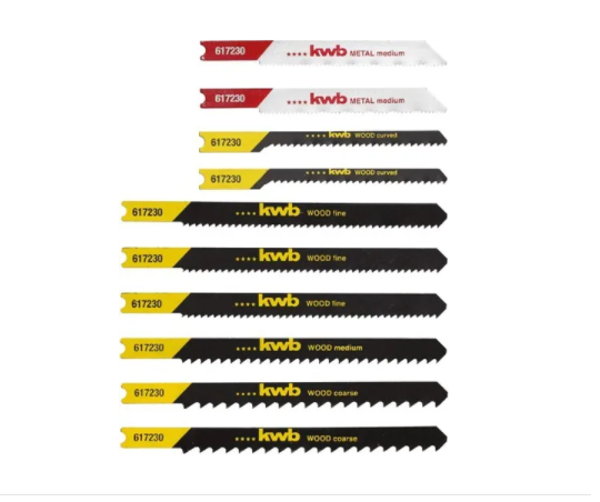 Juego Universal de 10 Hojas para Sierra Caladora en Acero HCS – Cortes Preciso en Madera y Metal [49617230]