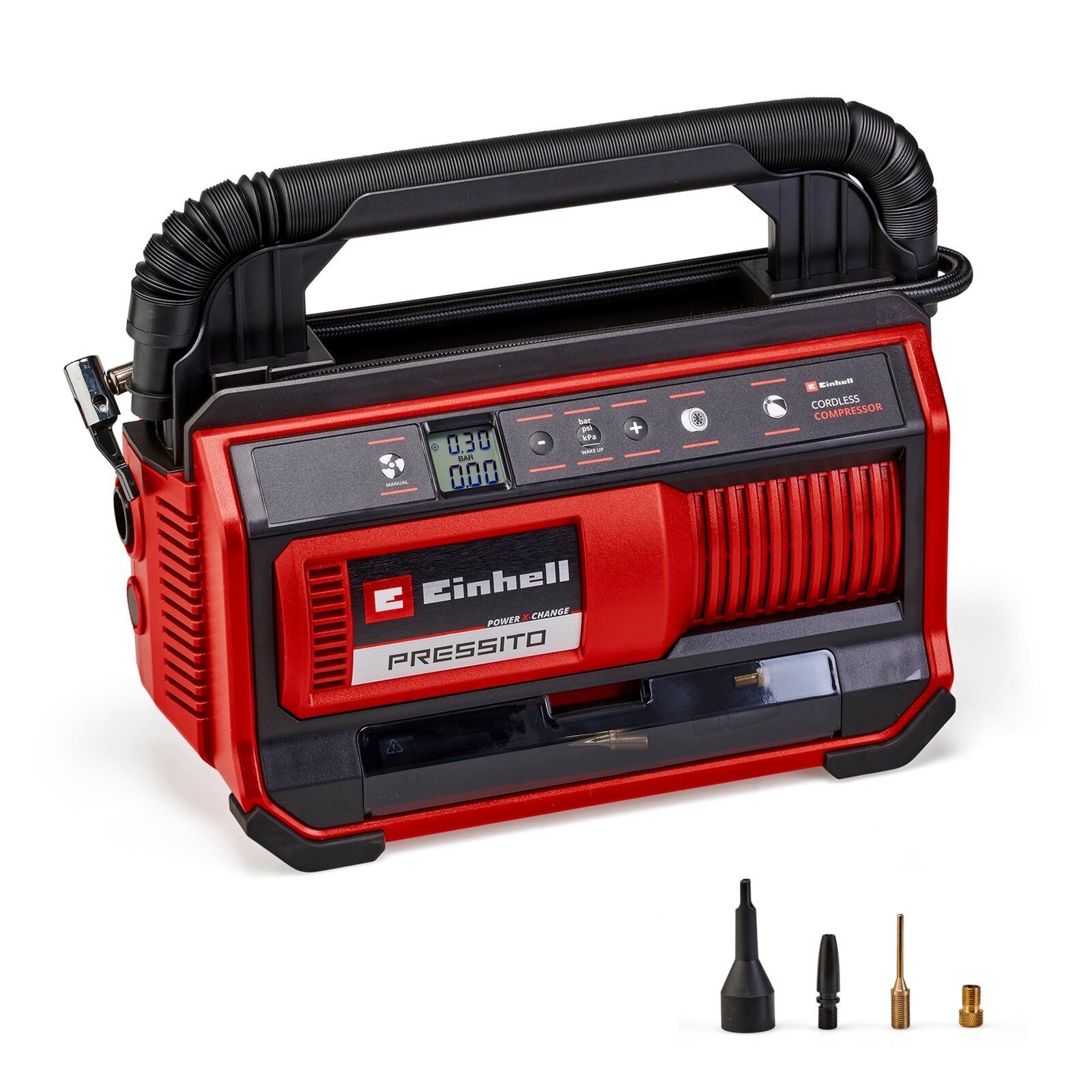 Compresor Inalámbrico PRESSITO 18/25 Einhell Power X-Change 11 bar para Neumáticos y Balones [4020420]