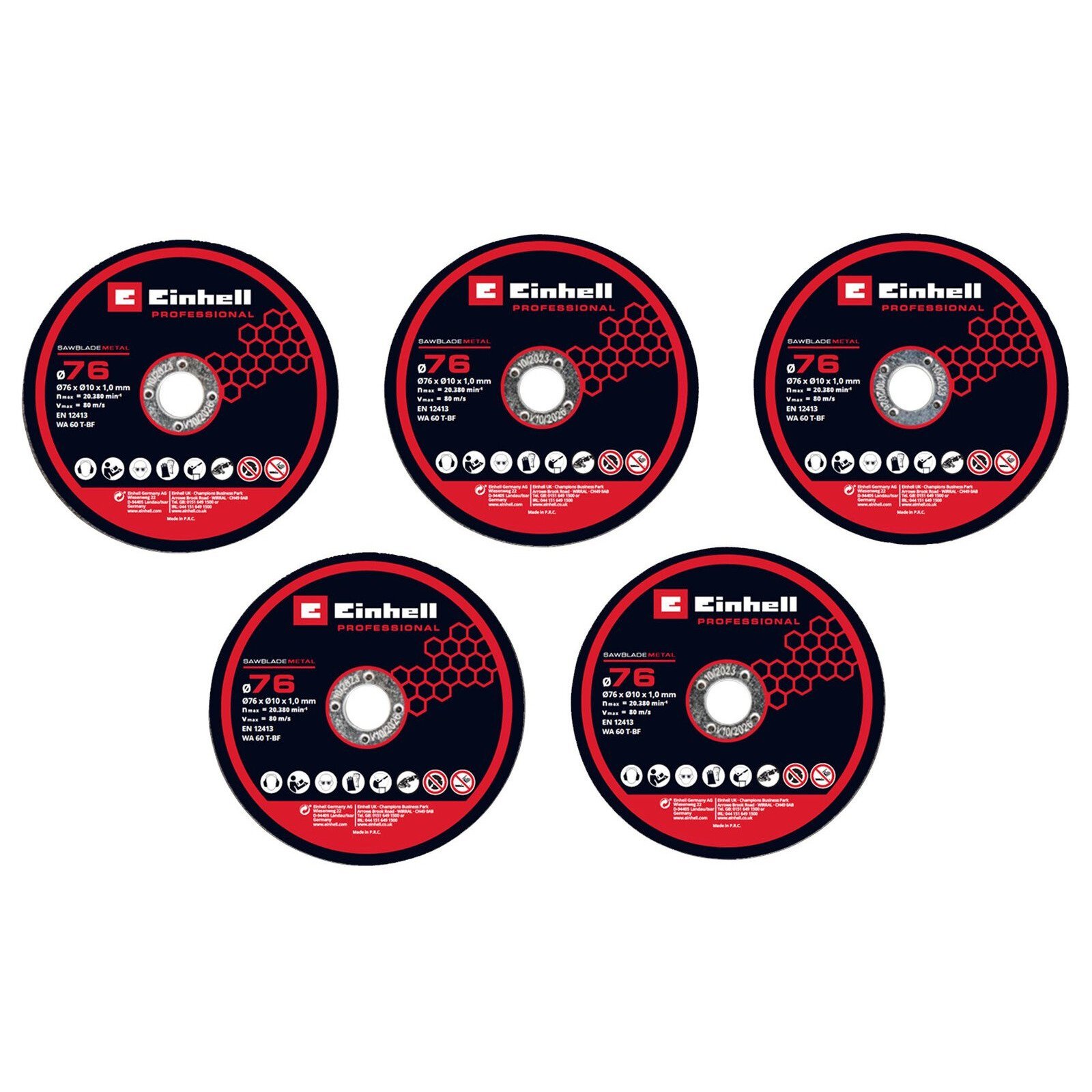 Set de 5 discos de corte de 76 mm