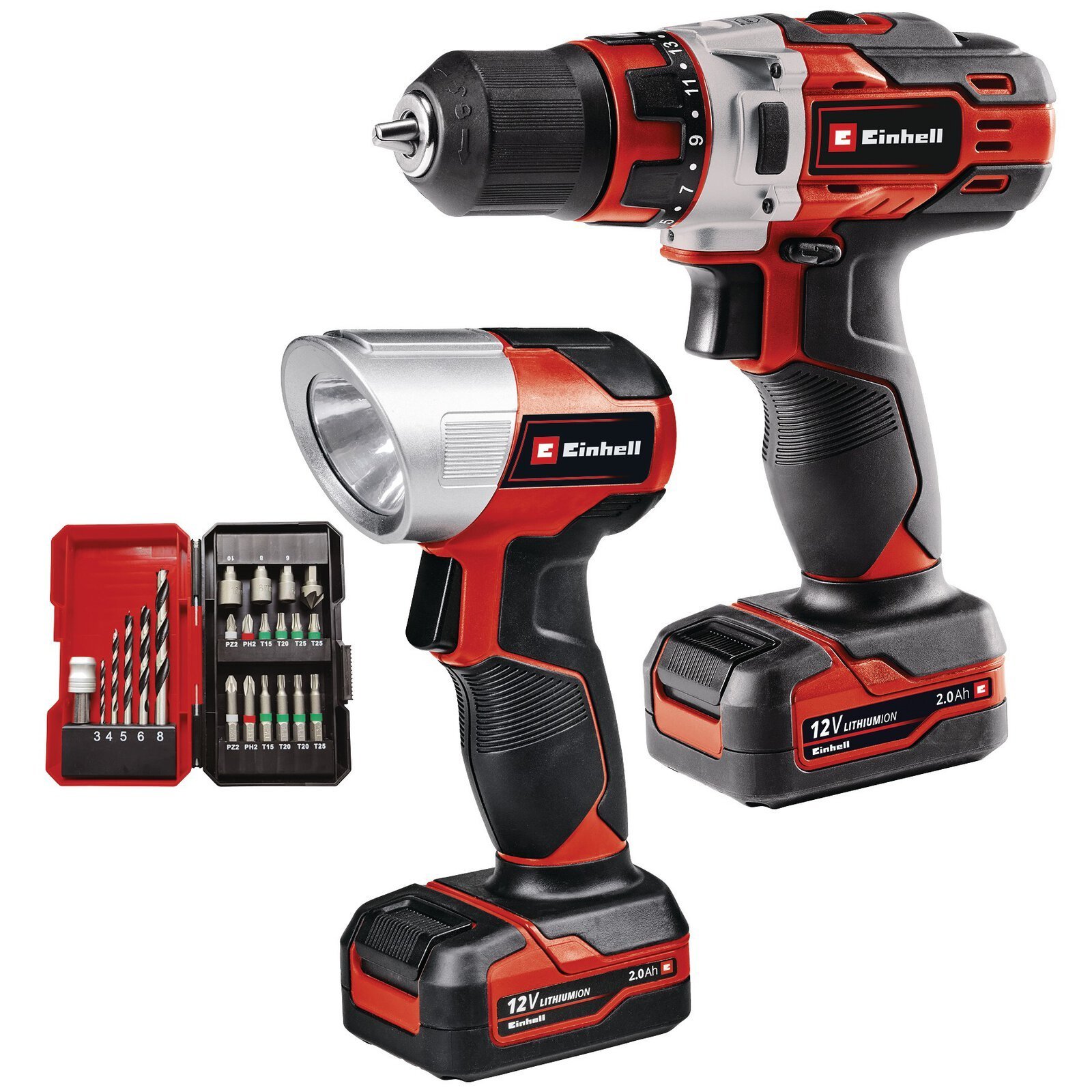 Kit Taladro Inalámbrico 12V Einhell TE-CD 12/1 Li+22+CL con 2 Baterías 2.0Ah [4513598]