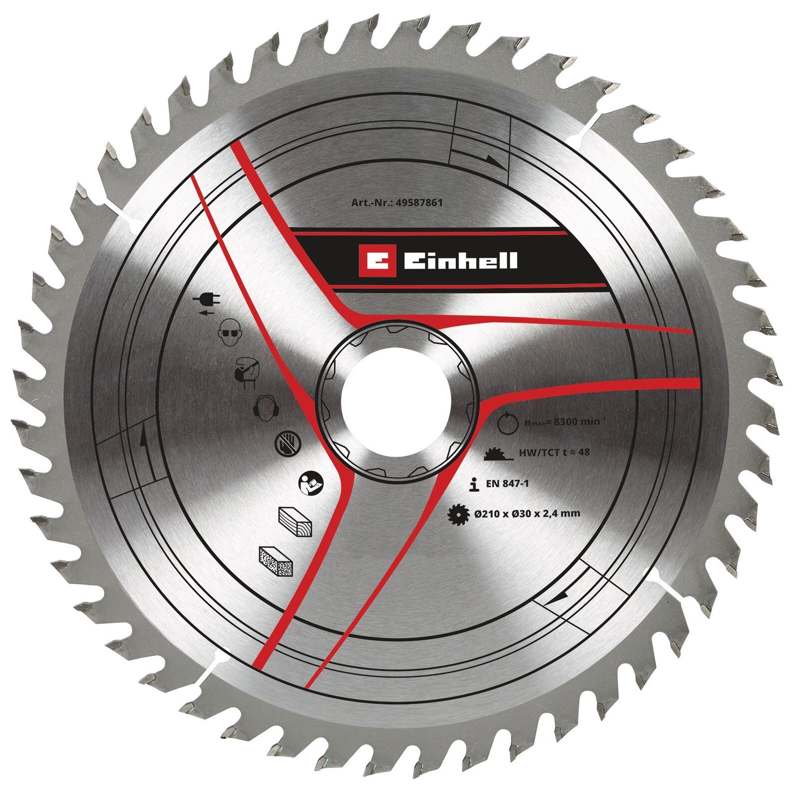 Disco de Corte 210 mm x 30 mm con 48 Dientes de Carburo para Sierra Circular [49587861]