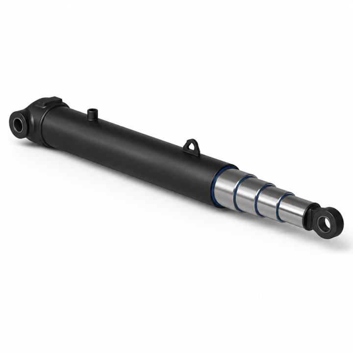 Cilindro hidráulico telescópico para batea – TMX – 149 × 3600 – 4 etapas