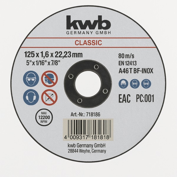 Disco de corte para metal 125 mm x 1,6 mm, alto rendimiento [49711817]