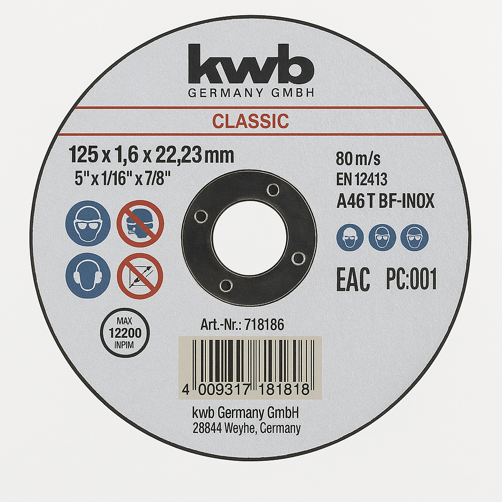 Disco de corte para metal 125 mm x 1,6 mm, alto rendimiento [49711817]