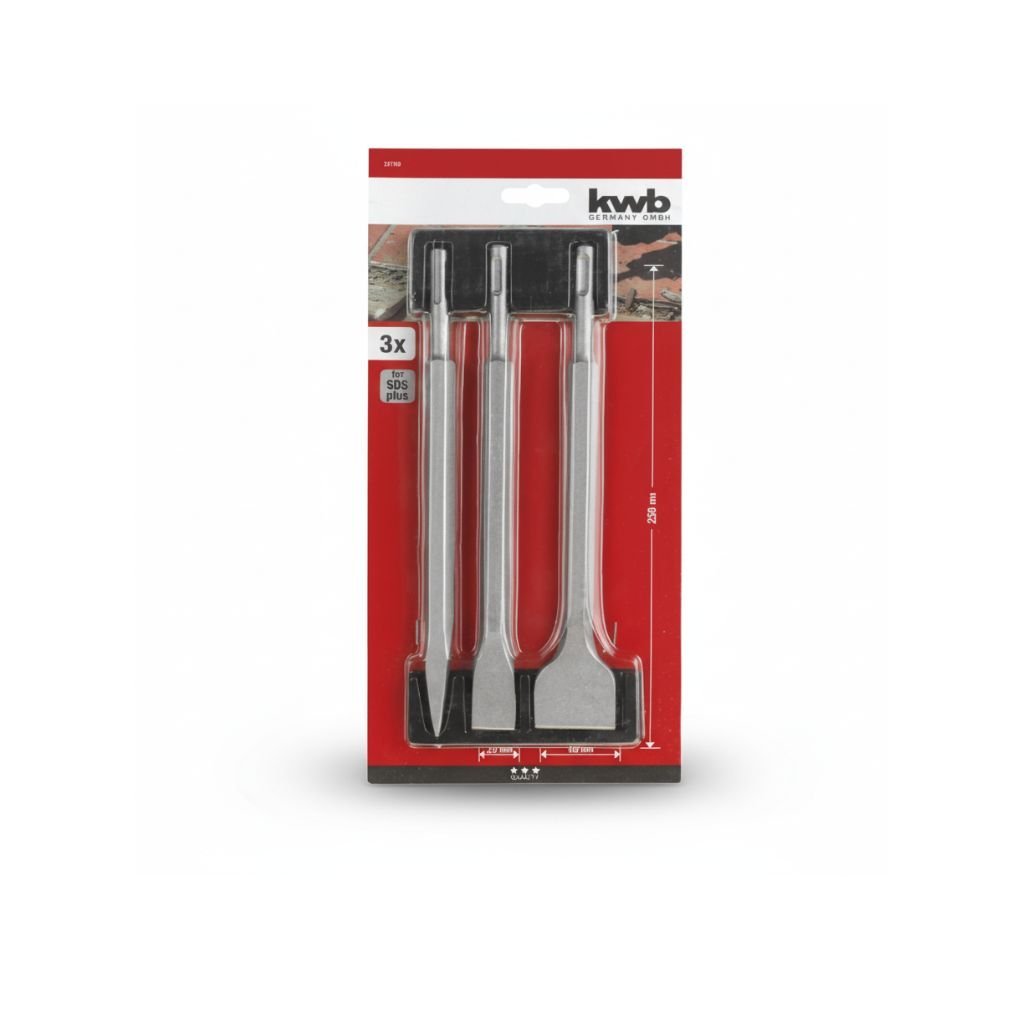 Set de 3 Piezas de Cinceles SDS para Rotomartillo KWB [49247190]