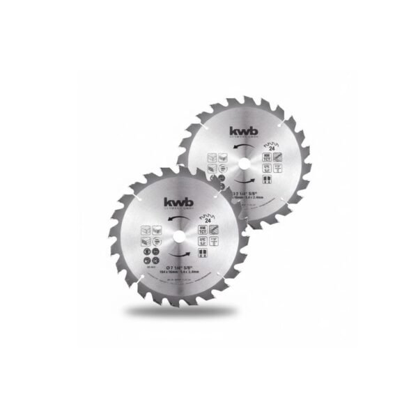 Pack 2 Hojas Disco Sierra Circular 7 1/4" 24 Dientes para Madera Kwb Einhell [49586191]