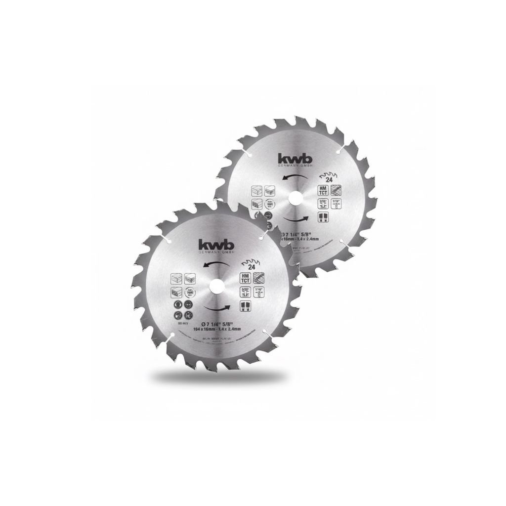 Pack 2 Hojas Disco Sierra Circular 7 1/4" 24 Dientes para Madera Kwb Einhell [49586191]