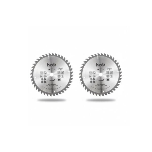 Pack 2 Hojas Discos de Sierra Circular 7 1/4 Pulgadas 40 Dientes para Madera Kwb Einhell [49586192]