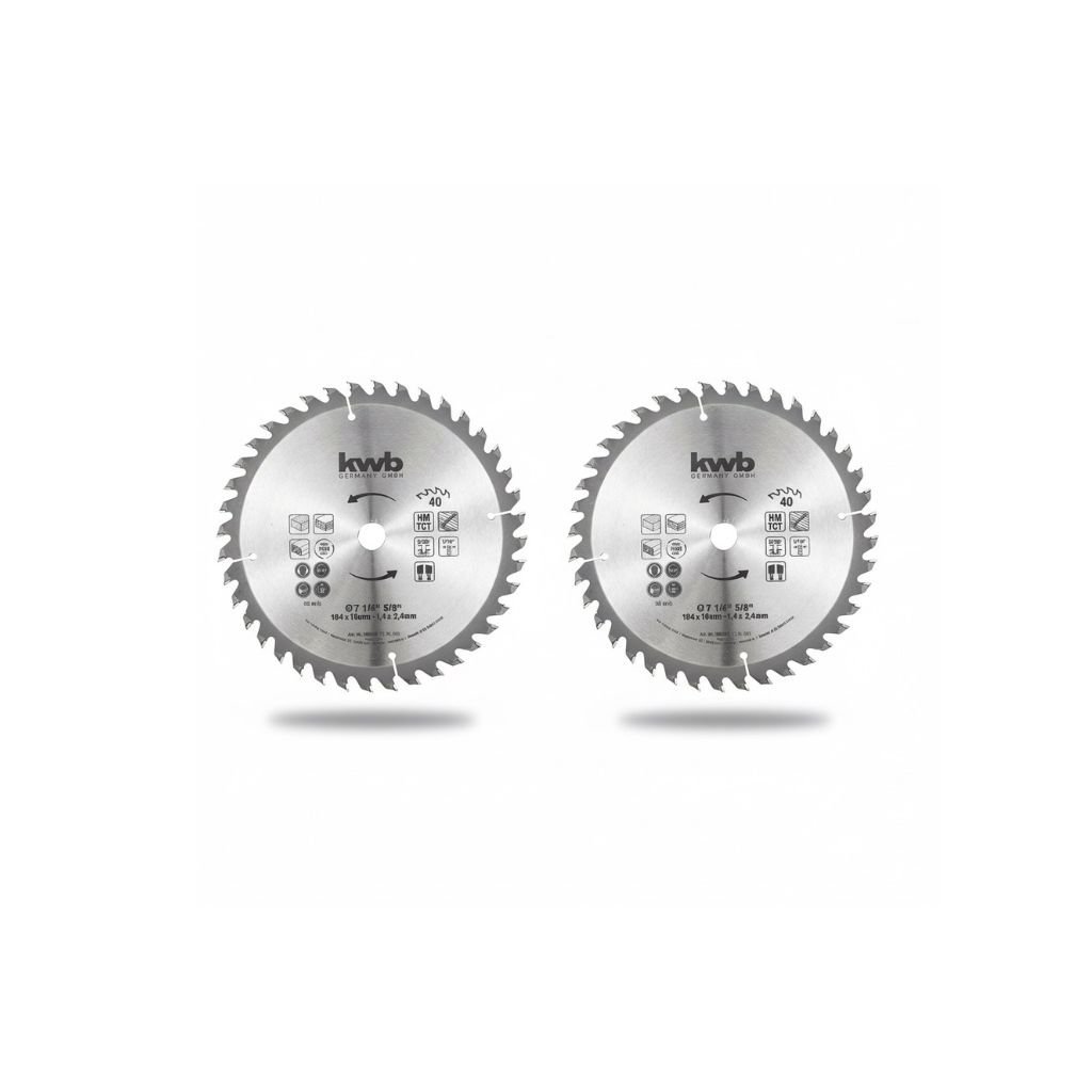 Pack 2 Hojas Discos de Sierra Circular 7 1/4 Pulgadas 40 Dientes para Madera Kwb Einhell [49586192]