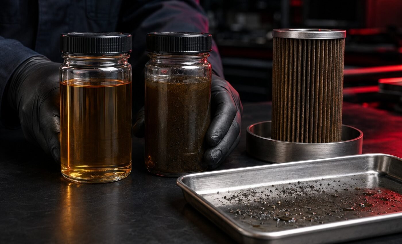 Inspección de muestras de aceite y elementos de filtración hidráulica